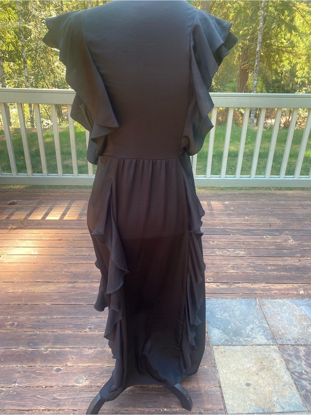 Victoria Secret Ruffle Tiered Black Robe - Picture 2 of 3